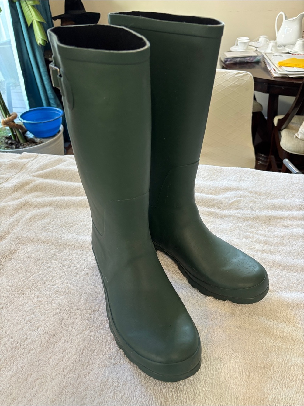 Nomad Tall Hunter-Style Rubber Rain Boots in Dark Green